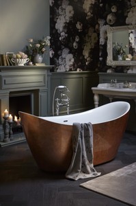 Casa Padrino Art Deco Badewanne freistehend Kupfereffekt Modell He-Hyl 1730 mm - Freistehende Retro Antik Jugendstil Badewanne