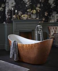 Casa Padrino Art Deco Badewanne freistehend Kupfereffekt Modell He-Hyl 1730 mm - Freistehende Retro Antik Jugendstil Badewanne Casa Padrino Art Deco Badewanne freistehend Kupfereffekt Modell He-Hyl 1730 mm - Freistehende Retro Antik Jugendstil Badewanne