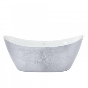 Casa Padrino Art Deco Badewanne freistehend Edelstahleffekt 1730 mm - Freistehende Retro Antik Jugendstil Badewanne