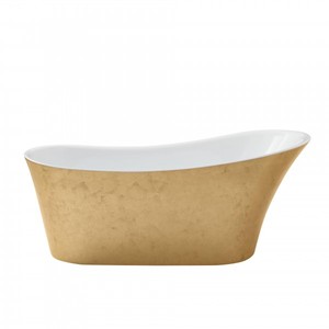 Casa Padrino Art Deco Badewanne freistehend Gold 1710 mm - Freistehende Retro Antik Jugendstil Badewanne