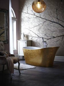Casa Padrino Art Deco Badewanne freistehend Gold 1710 mm - Freistehende Retro Antik Jugendstil Badewanne