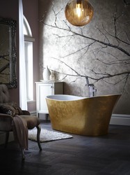Casa Padrino Art Deco Badewanne freistehend Gold 1710 mm - Freistehende Retro Antik Jugendstil Badewanne
