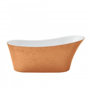 Casa Padrino Art Deco Badewanne freistehend Kupfereffekt 1710 mm - Luxuriöse Retro Wanne in Metallic Kupfer und Weiß Casa Padrino Art Deco Badewanne freistehend Kupfereffekt 1710 mm - Luxuriöse Retro Wanne in Metallic Kupfer und Weiß