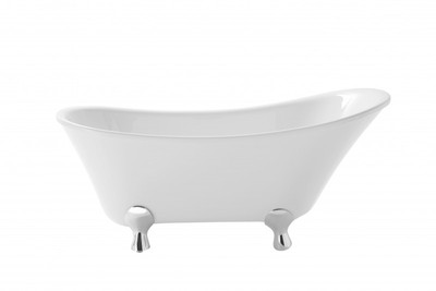 Casa Padrino Luxus Badewanne freistehend Jugendstil Barock Weiß Chrome Silber Baroque Art Nouveau Bathtub Antique Antik