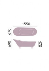 Casa Padrino Vasca da Bagno Art Déco freestanding Bianca 1550 mm - Vasca Retro Antico Stile Liberty