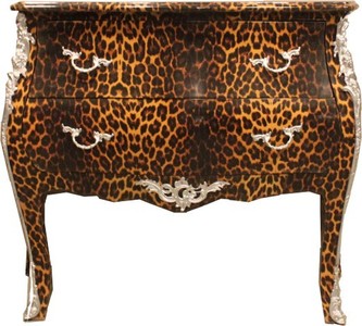 Casa Padrino Baroque Chest of Drawers Leopard with silver metal applications, 100 x 52 x 85 cm Casa Padrino Baroque Chest of Drawers Leopard with silver metal applications, 100 x 52 x 85 cm