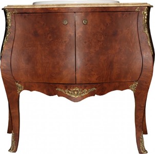 Casa Padrino Mueble de lavabo barroco marrón con encimera de mármol crema - Mueble de baño de lujo - 104 x 49 x 90 cm