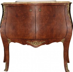 Casa Padrino Baroque Washstand in Brown with Cream-Colored Marble Top - Luxury Bathroom Furniture - 104 x 49 x 90 cm