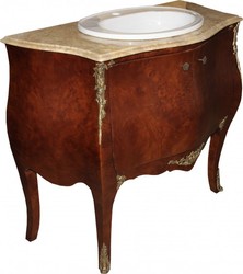 Casa Padrino Baroque Washstand in Brown with Cream-Colored Marble Top - Luxury Bathroom Furniture - 104 x 49 x 90 cm
