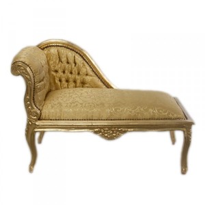 Casa Padrino Baroque Children's Chaise Lounge Gold Pattern / Gold - Tron Baroque Furniture - 109 x 49 x 72 cm
