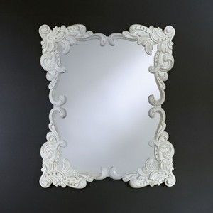 Casa Padrino Specchio da Parete Barocco Stile Antico Bianco 92 x 110 cm - Specchio Decorativo di Lusso Casa Padrino Specchio da Parete Barocco Stile Antico Bianco 92 x 110 cm - Specchio Decorativo di Lusso