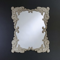 Casa Padrino Miroir Mural Baroque Style Antique Crème 92 x 110 cm - Miroir Artisanal Blanc Antique