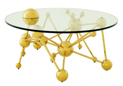 Casa Padrino Luxury Coffee Table Stainless Steel / Glass Gold Astronomy - Round Art Deco Living Room Table 100 cm Casa Padrino Luxury Coffee Table Stainless Steel / Glass Gold Astronomy - Round Art Deco Living Room Table 100 cm