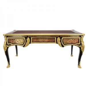 Casa Padrino Secreter Barroco de Lujo Estilo Boulle - Escritorio hecho a mano de madera maciza - Negro / Oro / Rojo - 140 x 70 x 85 cm