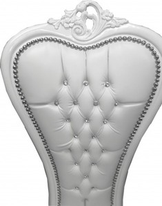 Casa Padrino Barock Thron Stuhl Queen Anne Weiß Lederoptik / Weiß mit Bling Bling Glitzersteinen - Hochlehnstuhl