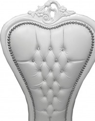 Casa Padrino barroco silla trono de la reina Anne Weiß con aspecto de cuero / blanco con el bling bling de diamantes de imitación - alta sillón Casa Padrino barroco silla trono de la reina Anne Weiß con aspecto de cuero / blanco con el bling bling de diamantes de imitación - alta sillón