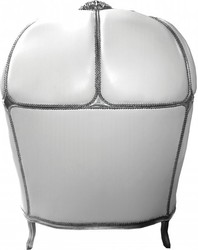 Casa Padrino Barock 2er Ballon Sofa Weiß Lederoptik / Silber - Breite 132 cm - Luxuriöse Sitzgelegenheit Casa Padrino Barock 2er Ballon Sofa Weiß Lederoptik / Silber - Breite 132 cm - Luxuriöse Sitzgelegenheit