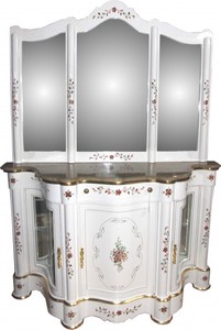 Casa Padrino Mobile di Lusso Barocco con Consolle a Specchio Bianco Dipinto a mano con Motivi Floreali - 161 x 218 x 46 cm Casa Padrino Mobile di Lusso Barocco con Consolle a Specchio Bianco Dipinto a mano con Motivi Floreali - 161 x 218 x 46 cm