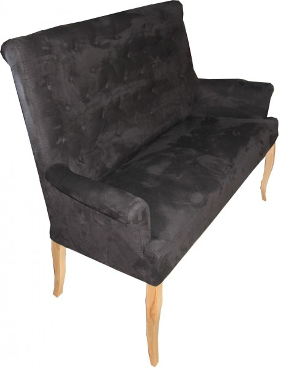 Casa Padrino Designer Chesterfield Bench / sofa dark gray / wood colors - Retro Salon Furniture Baroque Casa Padrino Designer Chesterfield Bench / sofa dark gray / wood colors - Retro Salon Furniture Baroque