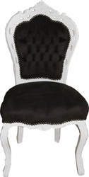 Casa Padrino Barock Esszimmer Stuhl Schwarz Samt Samtstoff Weiß Stühle Möbel Baroque Dining Chair Black Velvet White Furniture Einrichtung Interior Casa Padrino Barock Esszimmer Stuhl Schwarz Samt Samtstoff Weiß Stühle Möbel Baroque Dining Chair Black Velvet White Furniture Einrichtung Interior