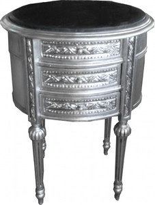 Casa Padrino Barock Kommode Silber mit 3 Schubladen Marmorplatte Schwarz Marmor Marble Furniture Baroque Silver Casa Padrino Barock Kommode Silber mit 3 Schubladen Marmorplatte Schwarz Marmor Marble Furniture Baroque Silver
