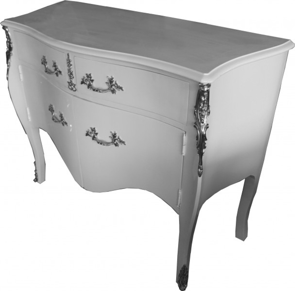 Casa Padrino Baroque chest white with 2 drawers and 2 doors 140 cm - Handcrafted from solid wood Limited Edition Casa Padrino Baroque chest white with 2 drawers and 2 doors 140 cm - Handcrafted from solid wood Limited Edition
