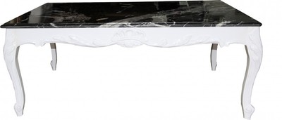 Casa Padrino Baroque Coffee Table in Antique Style White with Black and White Marble Top 120 x 80 x 48 cm Casa Padrino Baroque Coffee Table in Antique Style White with Black and White Marble Top 120 x 80 x 48 cm