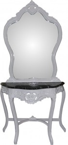 Casa Padrino Consolle Specchiera Barocca con Piano in Marmo Bianco, Look Antico, 196 cm Casa Padrino Consolle Specchiera Barocca con Piano in Marmo Bianco, Look Antico, 196 cm