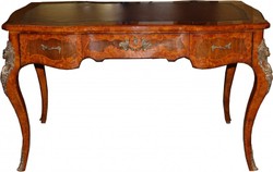 Casa Padrino Luxus Barock Empire Schreibtisch Sekretär 130 cm aus Eichenholz - Handgefertigt in Braun mit Bordeaux Lederoptik