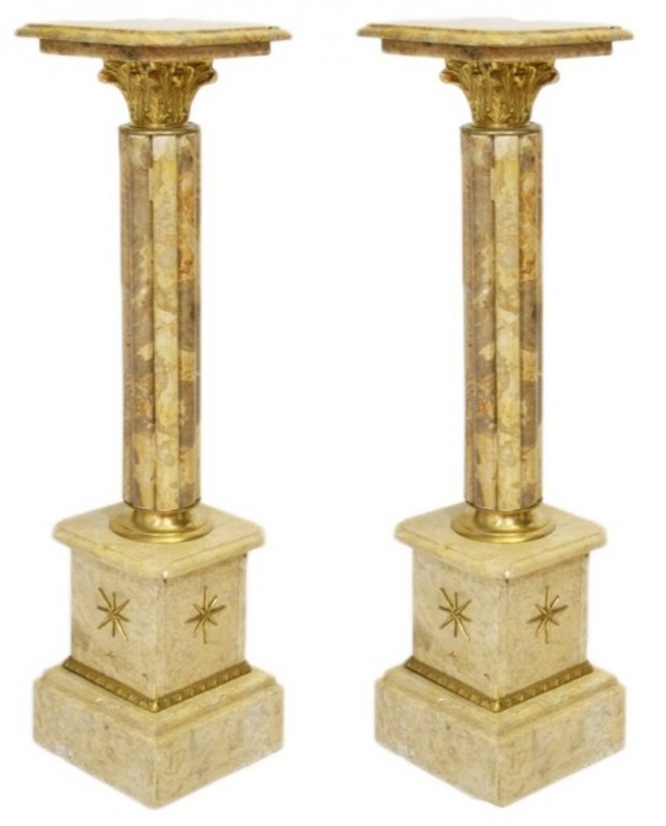 Casa Padrino Barock Marmor Säulen Set Creme Gold Baroque Column Set Creme Golden Marble Casa Padrino Barock Marmor Säulen Set Creme Gold Baroque Column Set Creme Golden Marble