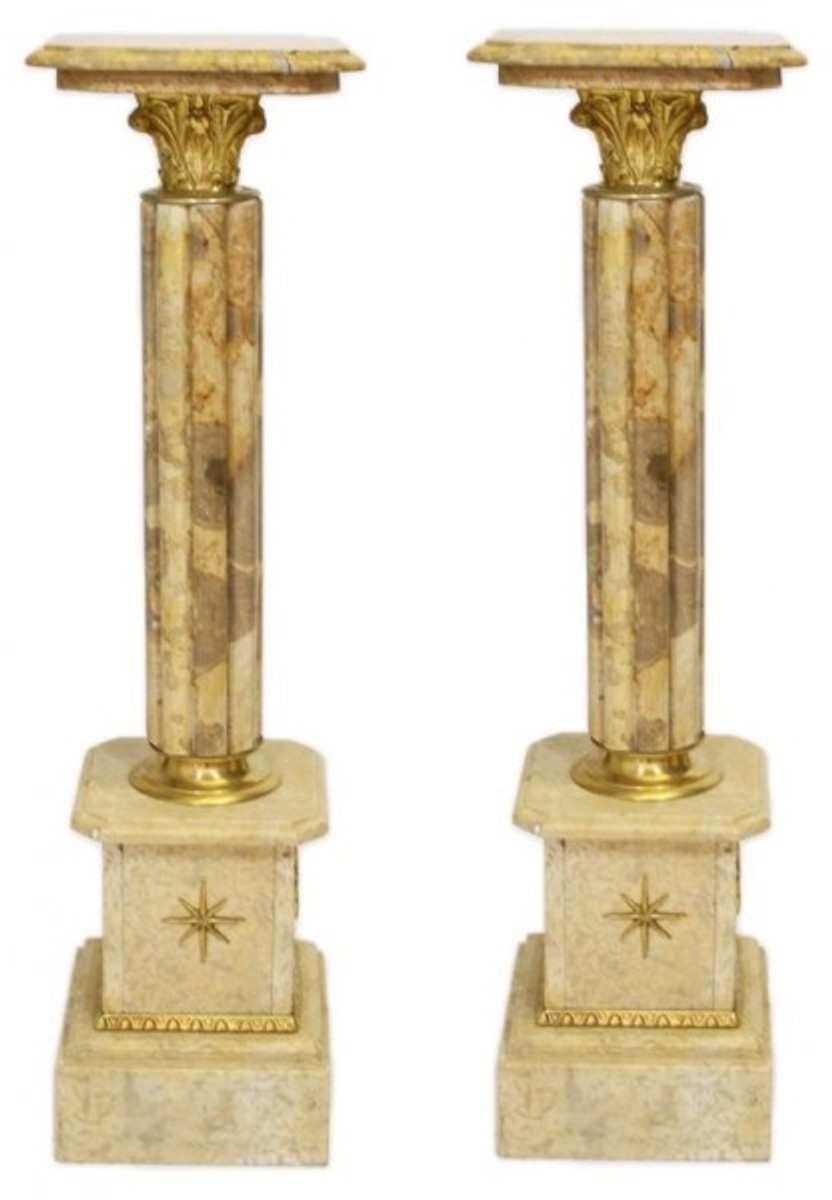 Casa Padrino Barock Marmor Säulen Set Creme Gold Baroque Column Set Creme Golden Marble Casa Padrino Barock Marmor Säulen Set Creme Gold Baroque Column Set Creme Golden Marble