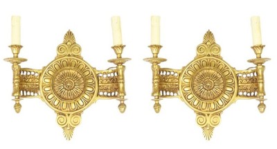 Casa Padrino Set de Apliques Barrocos Medallón en Oro - Lámpara de Pared, 33 x 35 cm Casa Padrino Set de Apliques Barrocos Medallón en Oro - Lámpara de Pared, 33 x 35 cm