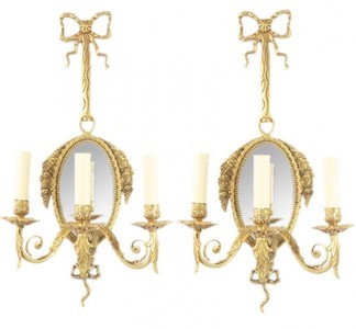 Casa Padrino Juego de Apliques Barrocos Oro con Espejo - Lámpara de Pared Iluminación (2 Lámparas) - Ancho 30 cm, Altura 75 cm Casa Padrino Juego de Apliques Barrocos Oro con Espejo - Lámpara de Pared Iluminación (2 Lámparas) - Ancho 30 cm, Altura 75 cm