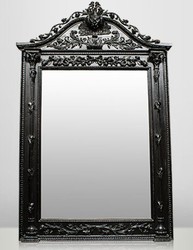 Casa Padrino Barock Spiegel Löwenkopf Schwarz 270 x 165 cm - Gigantischer Wandspiegel im Barockstil