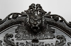 Casa Padrino Barock Spiegel Löwenkopf Schwarz 270 x 165 cm - Gigantischer Wandspiegel im Barockstil