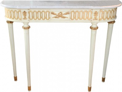 Casa Padrino Barock Konsole Weiß Gold White Golden Baroque Console Marmorplatte Marmor Marble Casa Padrino Barock Konsole Weiß Gold White Golden Baroque Console Marmorplatte Marmor Marble