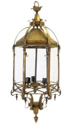 Casa Padrino Lampadario Barocco Ottone Stile Antico Ossidato - 50 x 110 cm - Lampada Massiccia