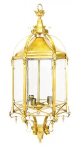 Casa Padrino Baroque Hanging Lamp Gold - Luxurious Lantern Pendant Light in Brass and Glass - 110 cm x 50 cm
