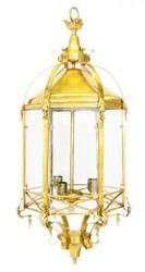 Casa Padrino Barock Hängeleuchte Gold - Luxuriöse Laternen-Leuchte aus Messing und Glas - 110 cm x 50 cm Casa Padrino Barock Hängeleuchte Gold - Luxuriöse Laternen-Leuchte aus Messing und Glas - 110 cm x 50 cm