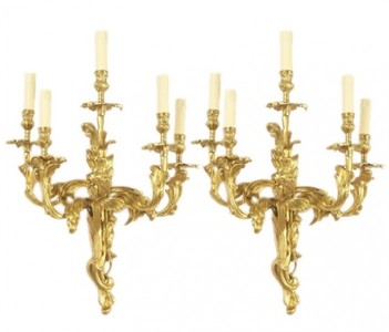 Casa Padrino Apliques de Pared Barroco Bronce Set Rococó Oro H70 A45 - Lámpara de Pared Iluminación (2 Lámparas) Casa Padrino Apliques de Pared Barroco Bronce Set Rococó Oro H70 A45 - Lámpara de Pared Iluminación (2 Lámparas)