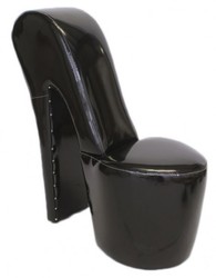 Casa Padrino Fauteuil High Heel Noir Laqué Design de Luxe - Chaise Créateur - 105 x 40 x 85 cm