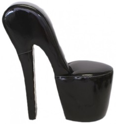 Casa Padrino Fauteuil High Heel Noir Laqué Design de Luxe - Chaise Créateur - 105 x 40 x 85 cm