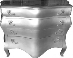 Casa Padrino Commode Baroque Argent 120 x 56 x 92 cm - Meuble de Luxe Artisanal Style Antique