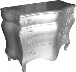 Casa Padrino Commode Baroque Argent 120 x 56 x 92 cm - Meuble de Luxe Artisanal Style Antique