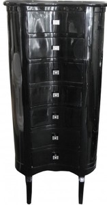 Casa Padrino Cassettiera Barocca Ovale Nero Lucido, 7 Cassetti, 126 x 56 x 34 cm Casa Padrino Cassettiera Barocca Ovale Nero Lucido, 7 Cassetti, 126 x 56 x 34 cm