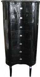 Casa Padrino Baroque Chest of Drawers Oval Black High Gloss, 7 Drawers, 126 x 56 x 34 cm Casa Padrino Baroque Chest of Drawers Oval Black High Gloss, 7 Drawers, 126 x 56 x 34 cm