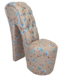 Casa Padrino Fauteuil High Heel Motif Floral Crème / Bleu - Fauteuil Design - 105 x 40 x 85 cm