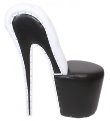 Casa Padrino Poltrona High Heel con Strass in Nero / Bianco - Poltrona Designer di Lusso - 105 x 40 x 85 cm