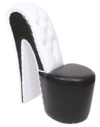 Casa Padrino Poltrona High Heel con Strass in Nero / Bianco - Poltrona Designer di Lusso - 105 x 40 x 85 cm
