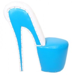 Casa Padrino Fauteuil High Heel Design Chaussure en Bleu Clair / Blanc - 105 x 40 x 85 cm Casa Padrino Fauteuil High Heel Design Chaussure en Bleu Clair / Blanc - 105 x 40 x 85 cm